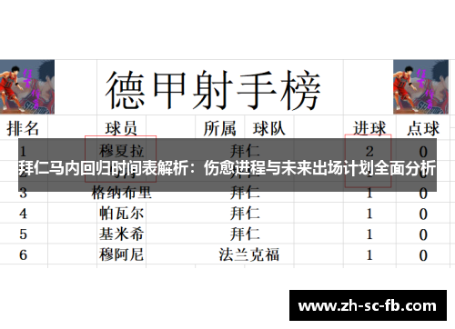 拜仁马内回归时间表解析：伤愈进程与未来出场计划全面分析